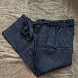 Ann Taylor Factory wide leg denim, Tencel, chambray trousers. Size L. NWOT